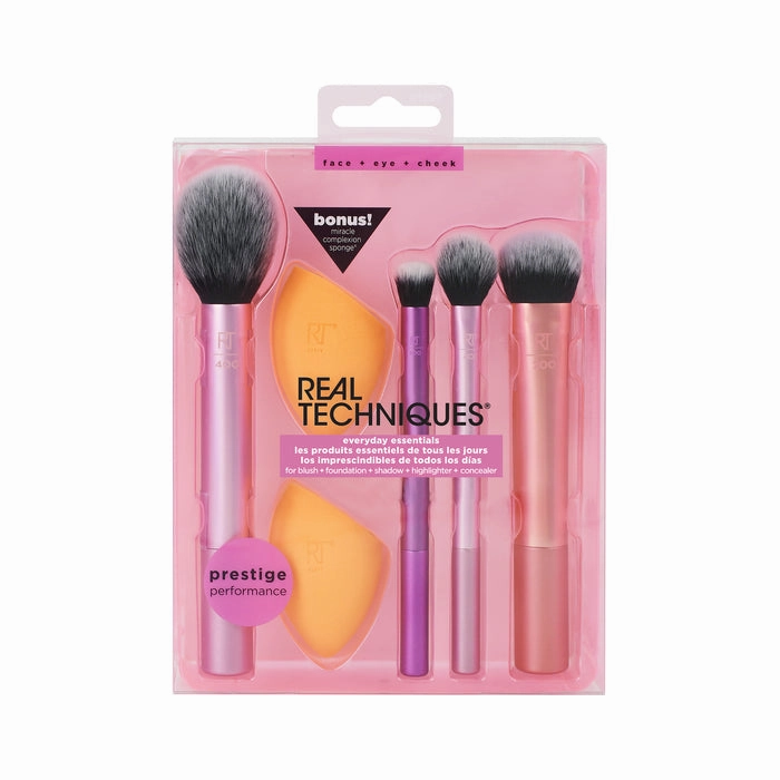 Real Techniques Everyday Essentials Makeup Brush Set with Sponge - 6 Pcs set