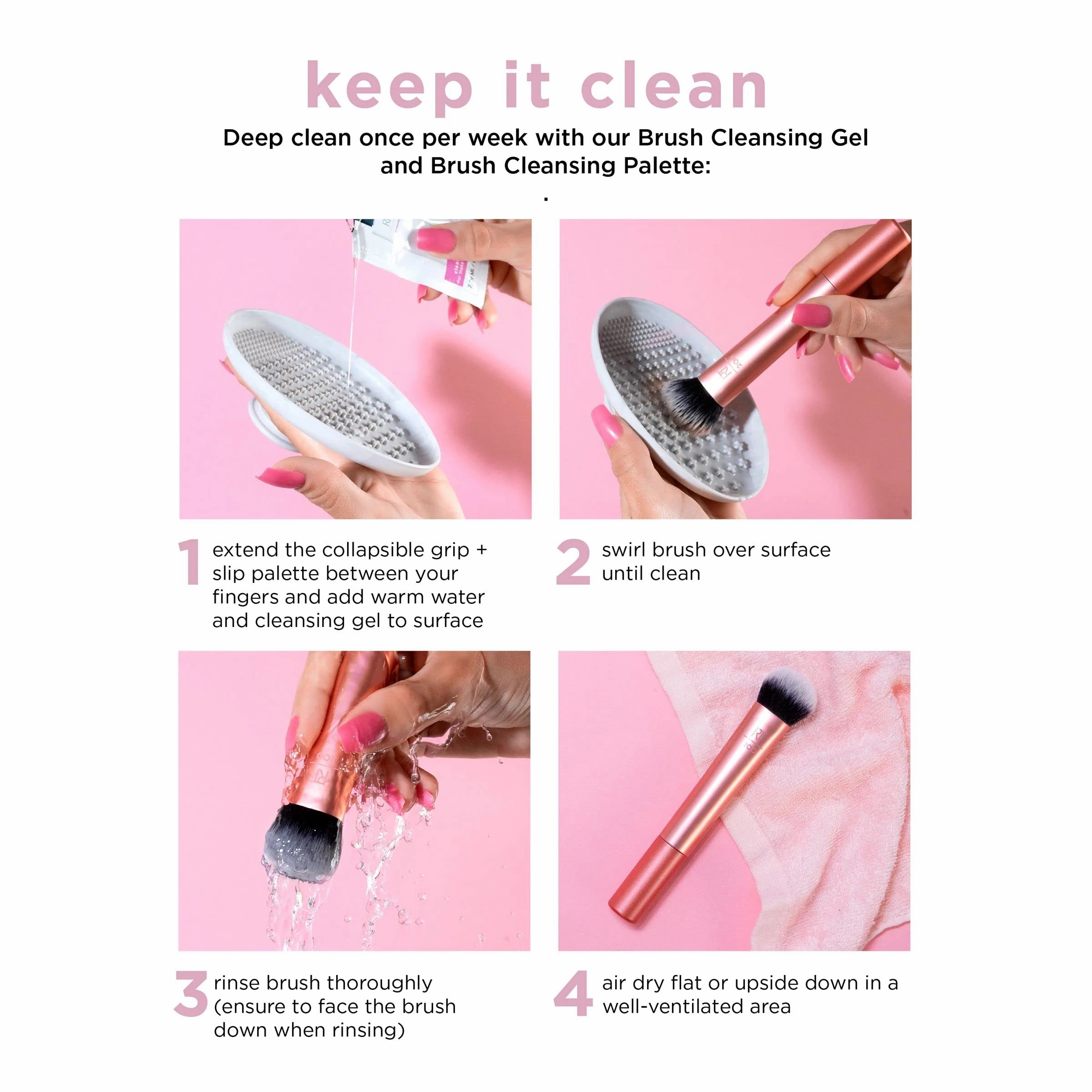 Real Techniques Makeup Setting Brush, For Setting Powder, Loose Powder, & Pressed Powder, Face Makeup Brush, 402 Brush, Sheer Coverage For Highlighter, Synthetic & Cruelty-Free Bristles, 1 Count