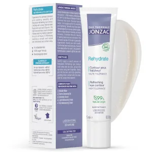 Rehydrate Organic Refreshing Eye Contour Cream - Soothing Hydration with Hyaluronic Acid For Dark Circles -For Sensitive Skin 0.5 Fl Oz
