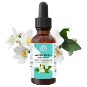 Relaxcation Pure Jasmine Sambac Oil – Aromatic Floral Oil for Skin, Hair, Body & Diffuser | Cold Botanical Extract from India | Hexane-Free, Natural, Vegan, 0.5 oz