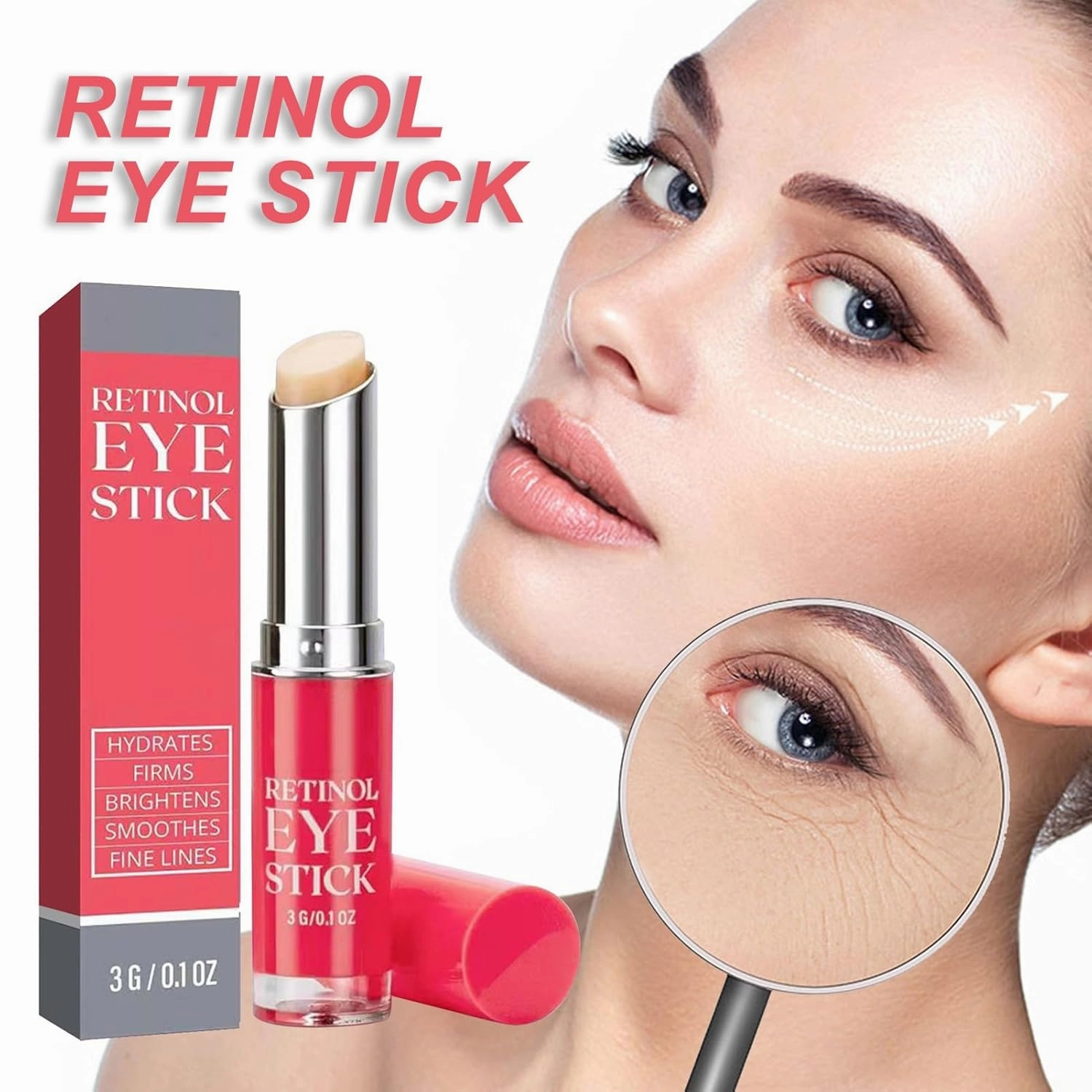 Retinol Eye Stick, Under Eye Corrector For Dark Circles And Puffiness, Retinol Eye Cream, With Collagen & Hyaluronic Acid, Eye Brightener Stick For Fine Lines(1pc)