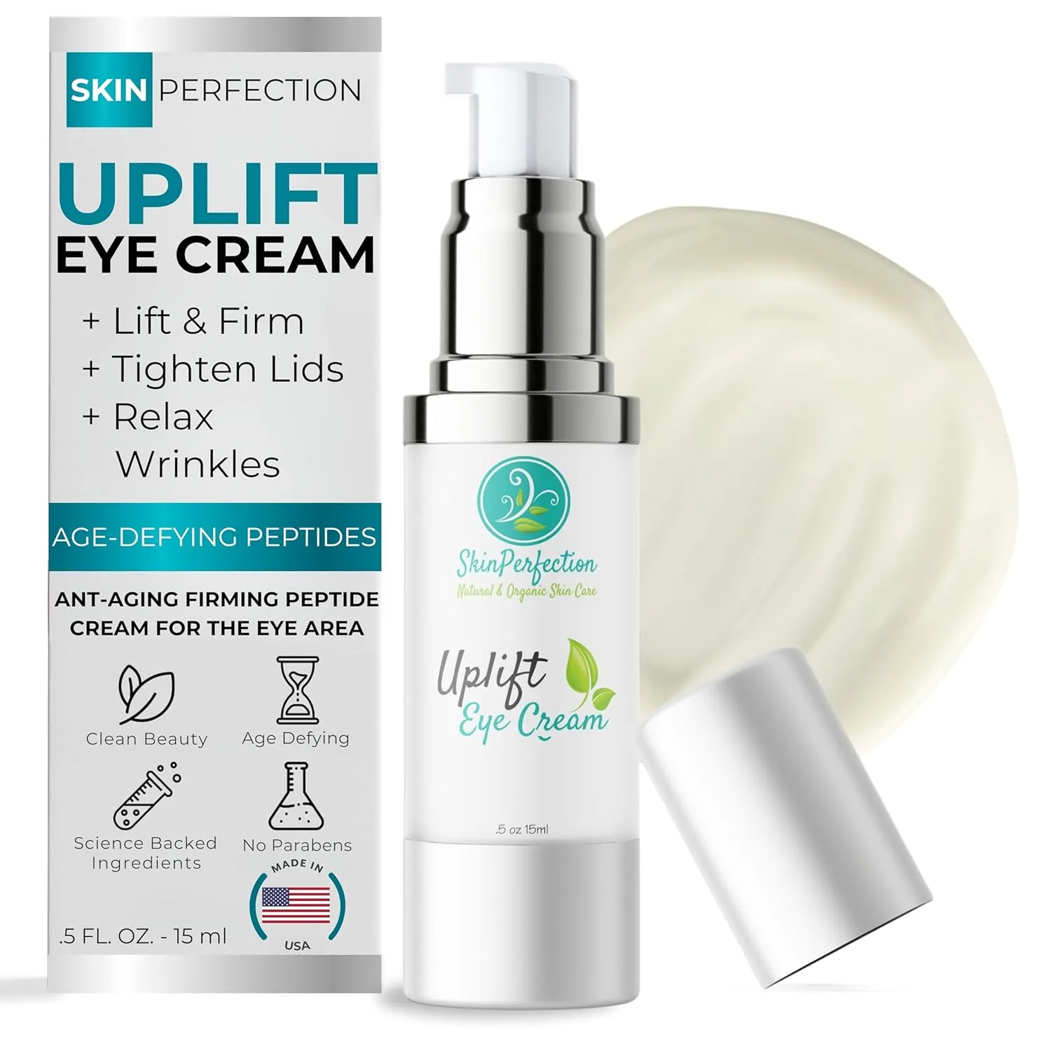 Revitalize Your Eyes: Uplift Anti-Aging Eye Cream for Dark Circles, Wrinkles & Puffiness Copper Cream Peptide Complex Haloxyl Lift Tighten Droopy Lids Argireline Matrixyl Pepha Tight .5 oz