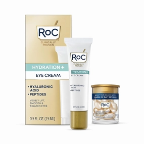 RoC Multi Correxion Hyaluronic Acid Anti Aging Under Eye Cream for Puffiness & Dark Circles (.5 OZ)   RoC Retinol Capsules (7 CT), Skin Care Routine, Fragrance & Paraben Free for Women and Men