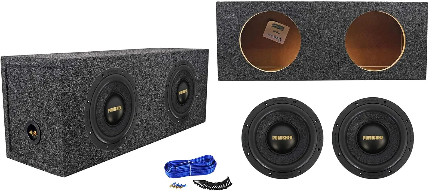 Rockville (2) Punisher 10D1 10" 4800w Competition Car Subwoofers Sealed Sub Box