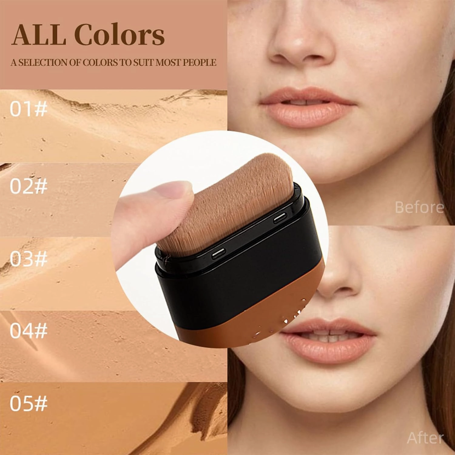 Roseionly Makeup Foundation, Flawless Eraser Foundation Stick,Hydrating Lightweight Foundation Stick with Brush,Instant Concealing Foundation Stick with Built-In Brush (02#)