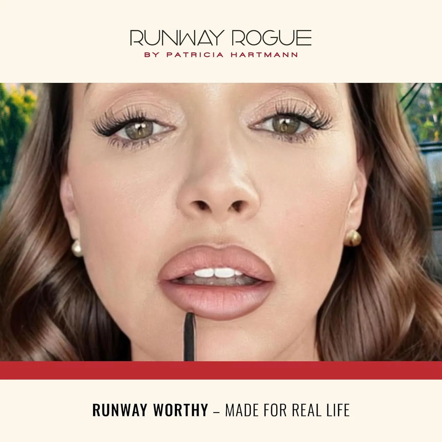 Runway Rogue Designer Liner Lip Pencil, Matte Soft Mocha Lip Liner Pencil and Lip Liner Sharpener, ‘Trendsetter’