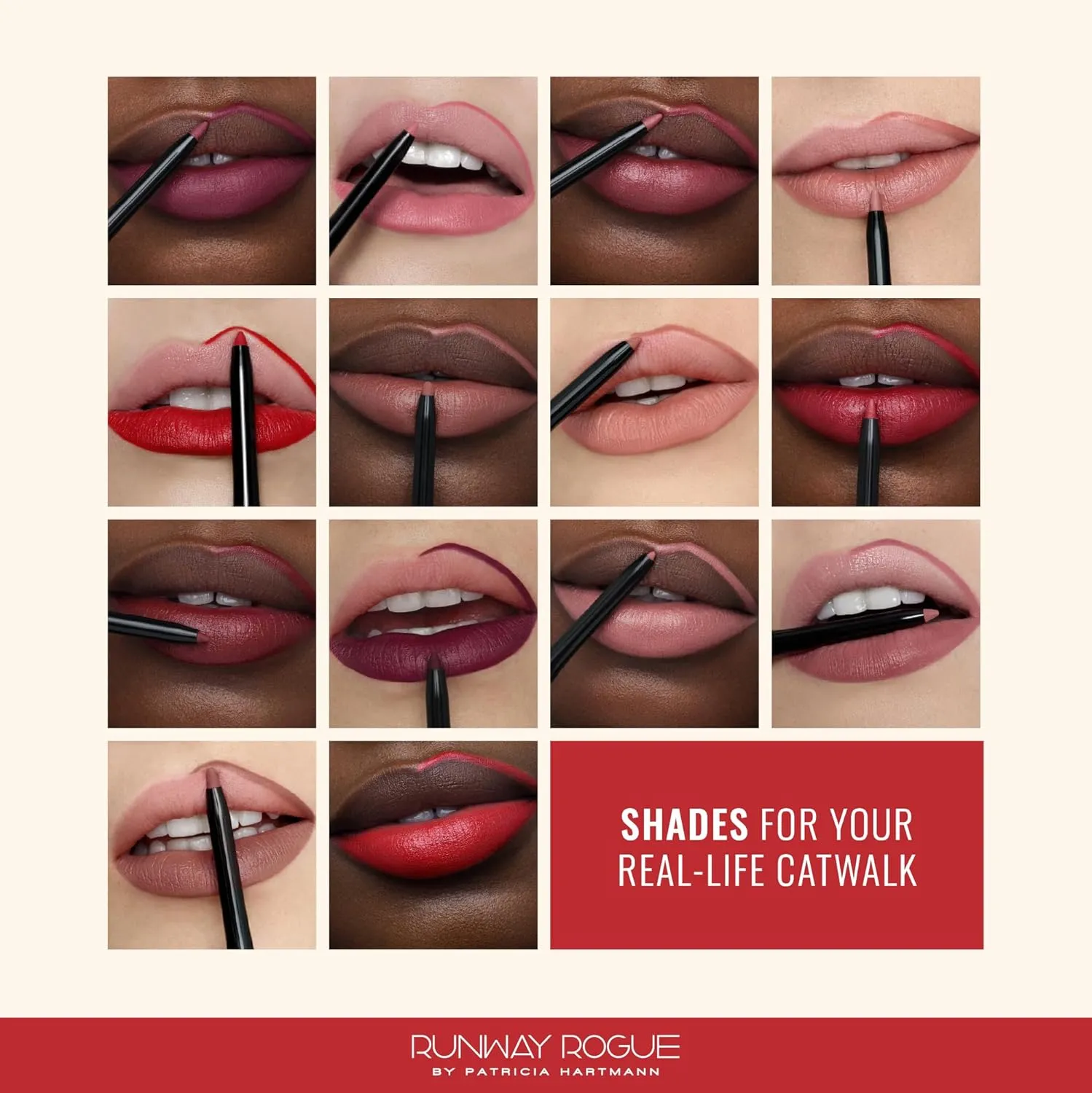 Runway Rogue Designer Liner Lip Pencil, Matte Soft Mocha Lip Liner Pencil and Lip Liner Sharpener, ‘Trendsetter’