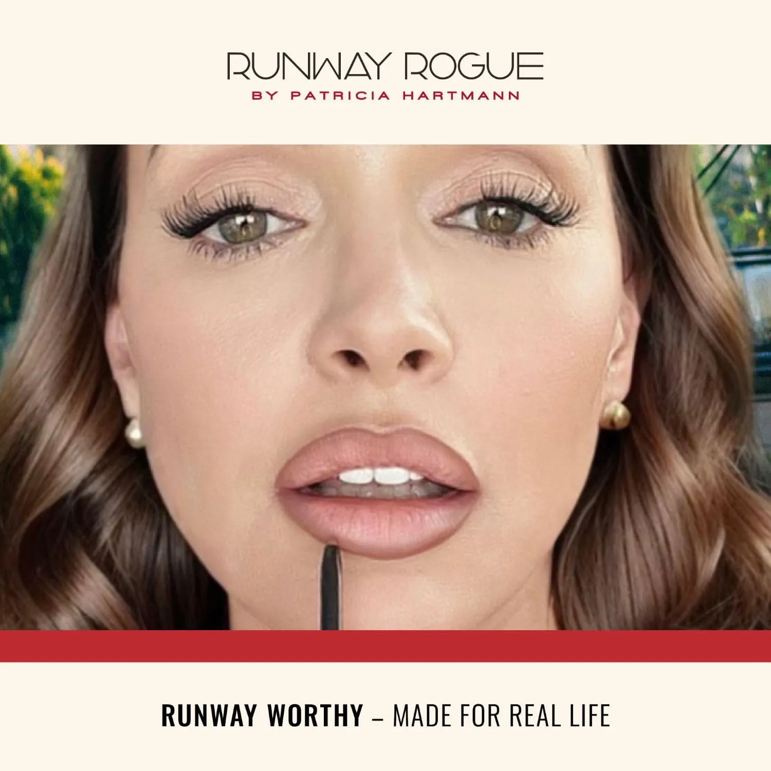 Runway Rogue Designer Liner Lip Pencil, Matte Spiced-Nude Lip Liner Pencil and Lip Liner Sharpener, ‘Nude Awakening'