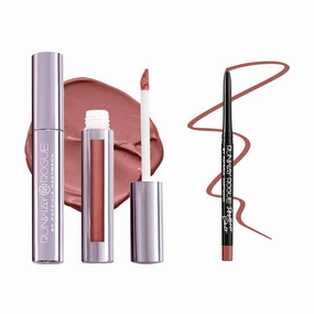 Runway Rogue ‘90s Nude’ Velvet Glam Liquid Lipstick, Almost-Matte Mauve Lipstick with ‘Work It Babe’ Designer Liner Lip Pencil, Matte Medium Dusty-Rose Lip-Liner Pencil and Lip-Liner Sharpener