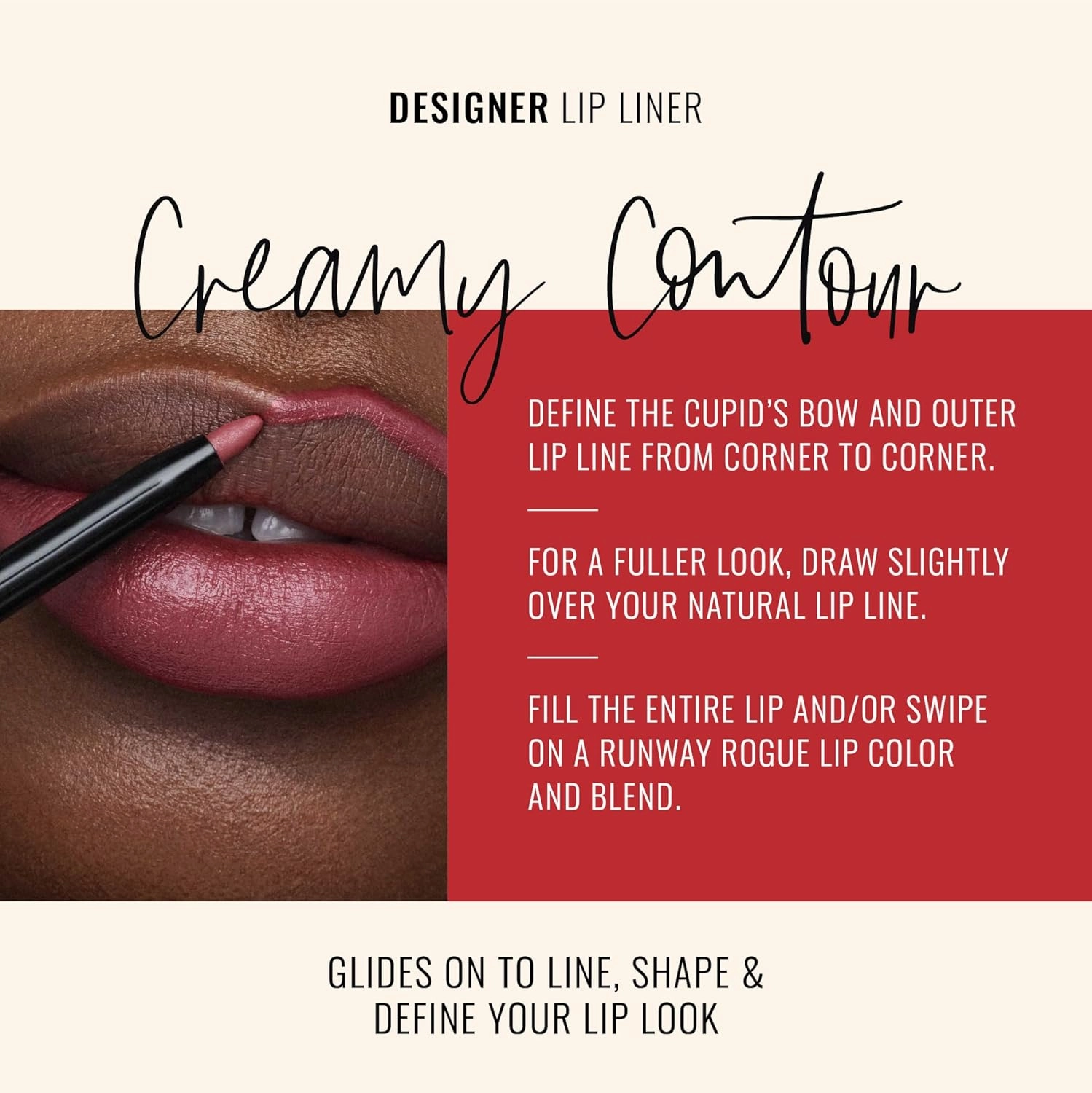 Runway Rogue Designer Liner Lip Pencil, Matte Muted Raspberry Lip Liner Pencil and Lip Liner Sharpener, ‘Open Call’