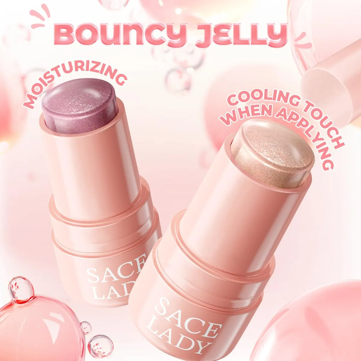 SACE LADY Jelly Highlighter Stick, Face Glow Sticks with Watery Radiant Finish, Easy Blend & Long Lasting, Multi-Use Cream Highlighter Makeup 3 Colors