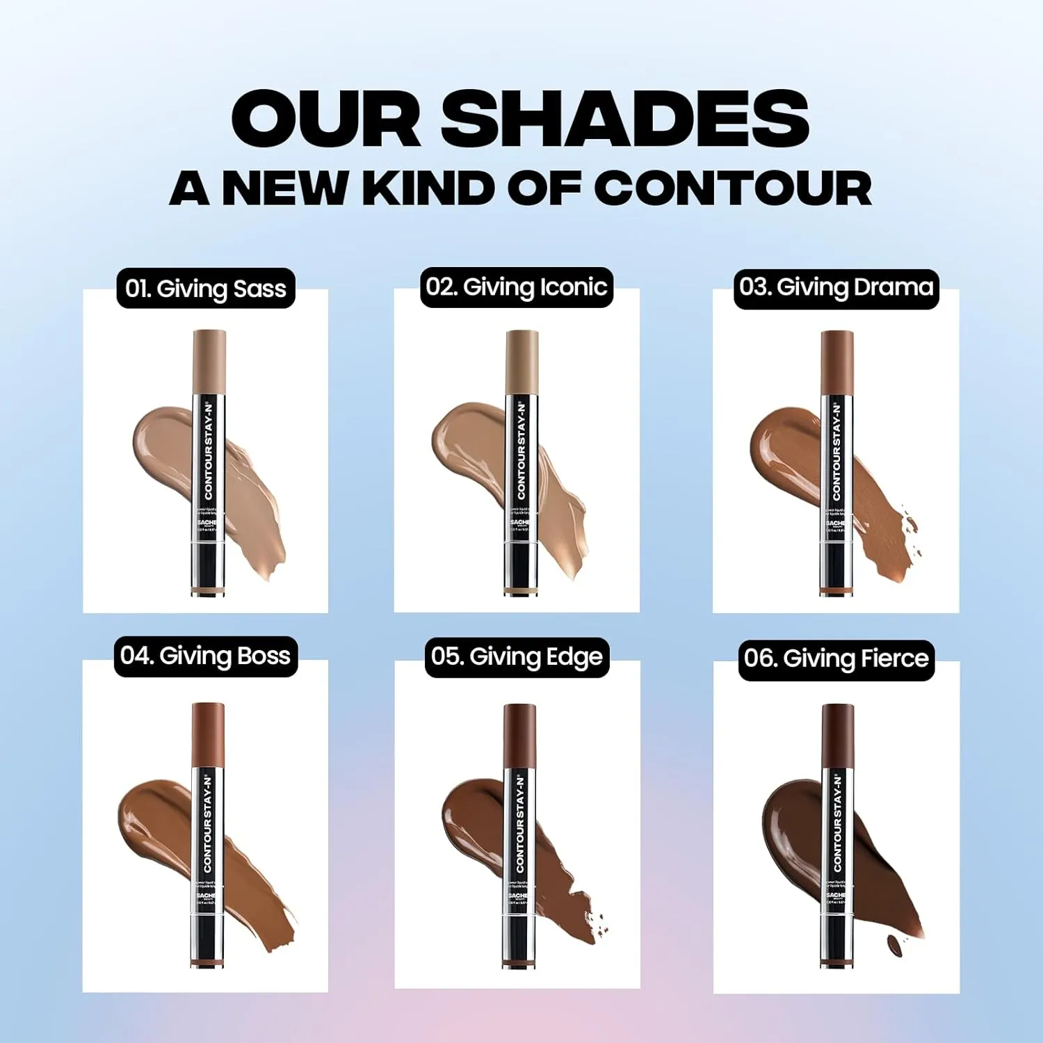Sacheu Liquid Contour STAY-N Long Wear Bronzer Cream Contour Makeup — Long Lasting, Blendable, & Lightweight Formula — Vegan & Cruelty-free, Giving Boss