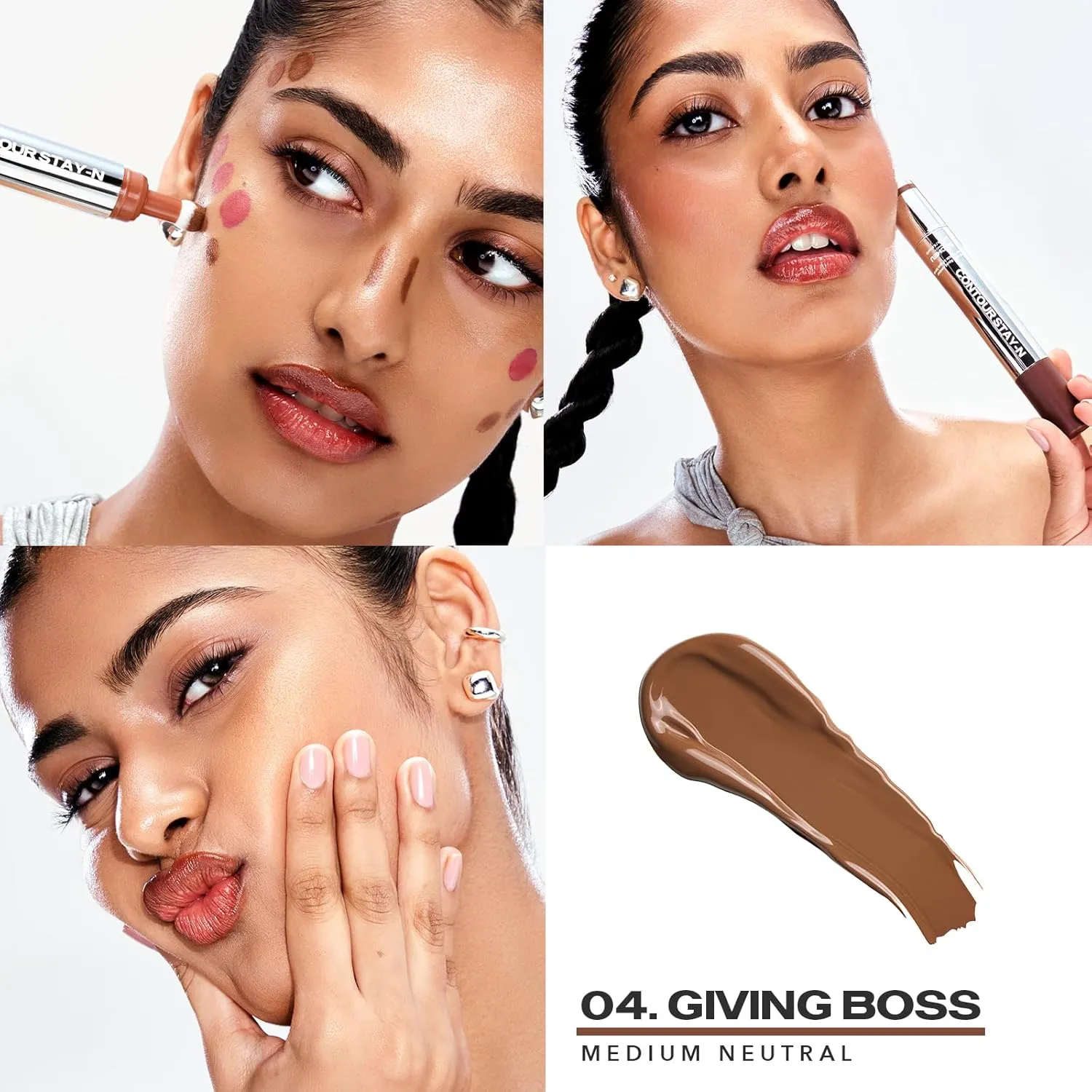 Sacheu Liquid Contour STAY-N Long Wear Bronzer Cream Contour Makeup — Long Lasting, Blendable, & Lightweight Formula — Vegan & Cruelty-free, Giving Boss