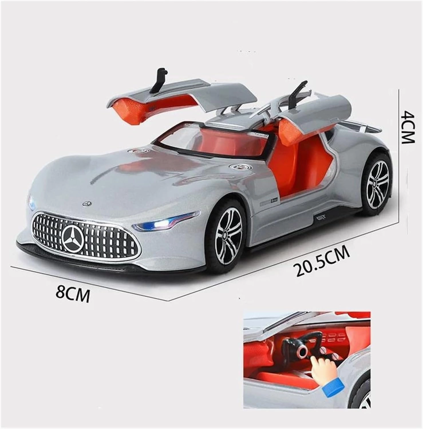 Scale Finished Model Car 1:24 Scale for Benz Vision GT Sports Car Simulation Alloy Diecast Car Model Collection Grade Ornament Die-cast Vehicle(Bright Black)