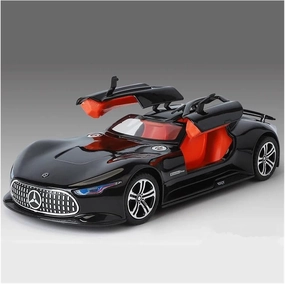 Scale Finished Model Car 1:24 Scale for Benz Vision GT Sports Car Simulation Alloy Diecast Car Model Collection Grade Ornament Die-cast Vehicle(Bright Black)