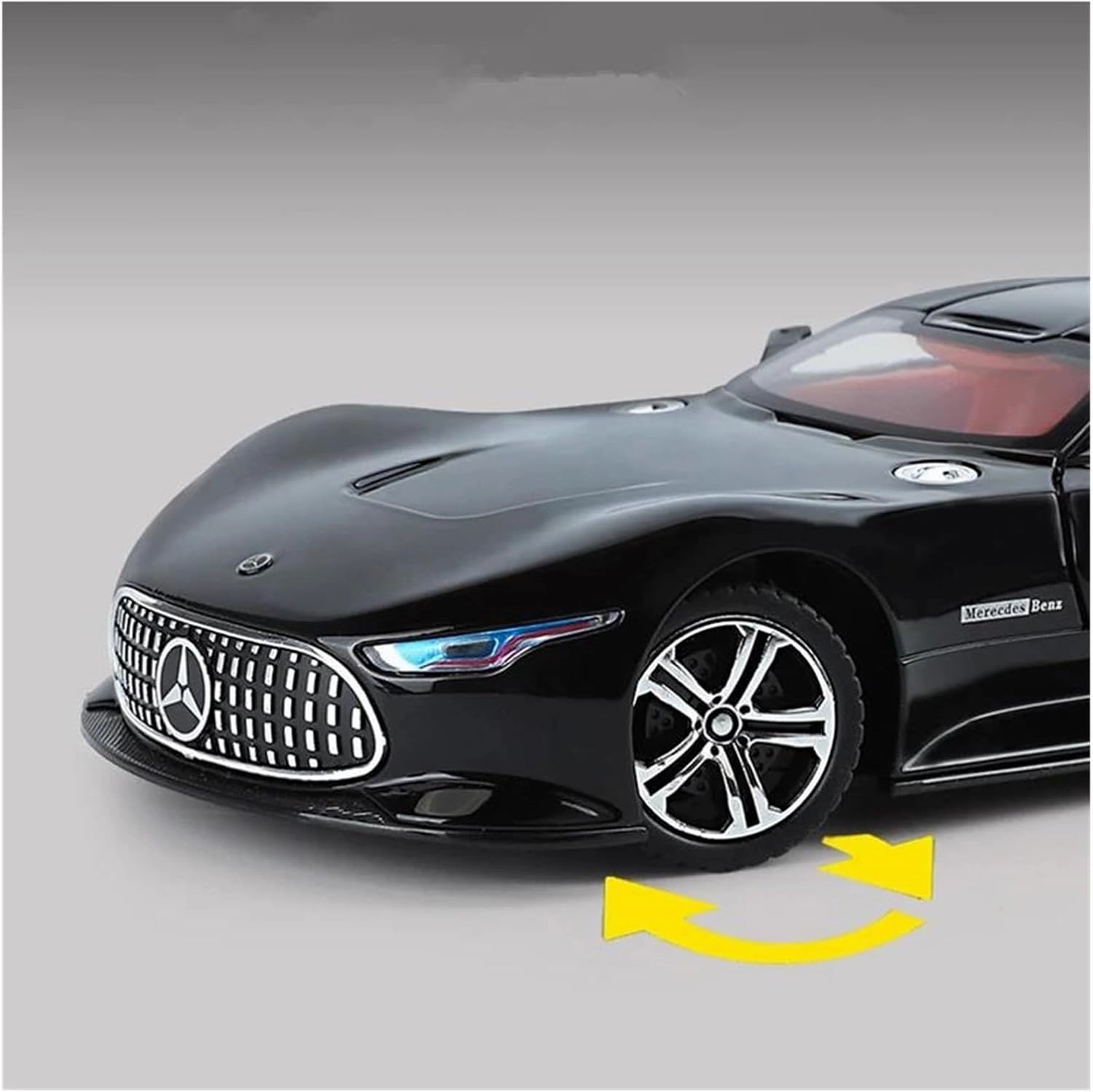 Scale Finished Model Car 1:24 Scale for Benz Vision GT Sports Car Simulation Alloy Diecast Car Model Collection Grade Ornament Die-cast Vehicle(Bright Black)