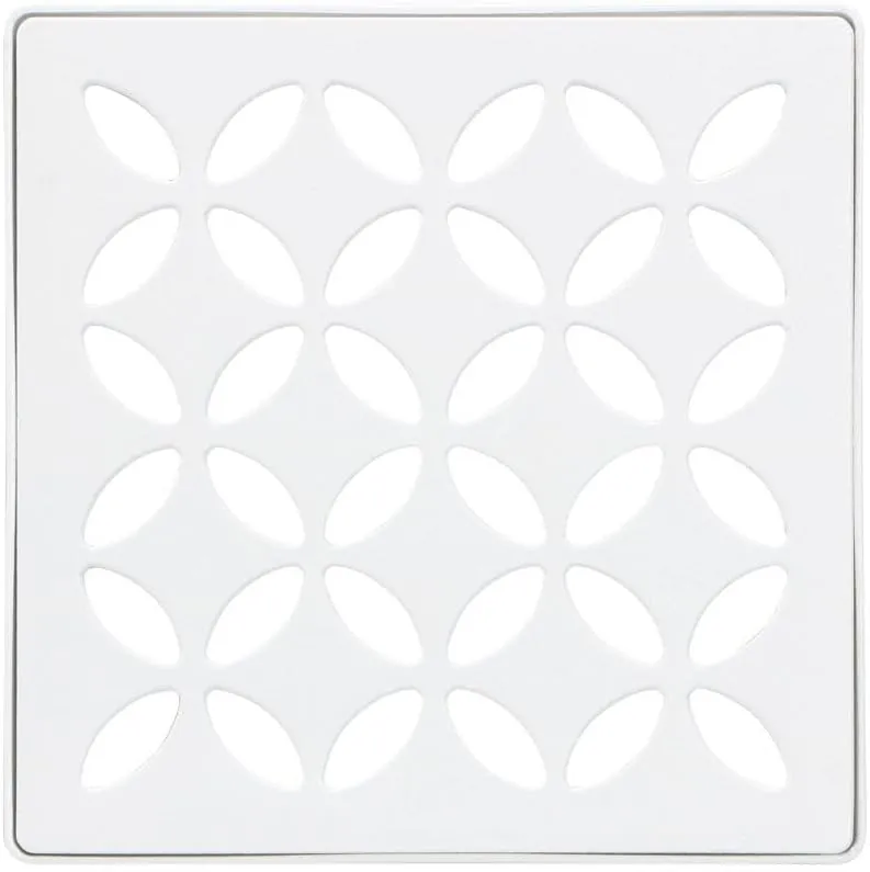 Schluter Kerdi-Drain Grate Kit with Integrated Slope Bonding Flange - Ideal for Bathroom or Wet Rooms - 4" Matte White Floral, Adjustable - KDIF4GRKMBWD5