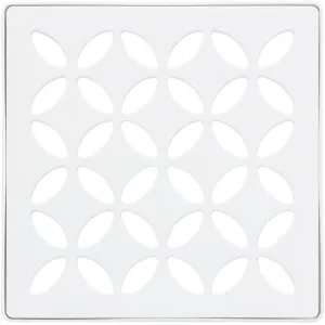 Schluter Kerdi-Drain Grate Kit with Integrated Slope Bonding Flange - Ideal for Bathroom or Wet Rooms - 4" Matte White Floral, Adjustable - KDIF4GRKMBWD5