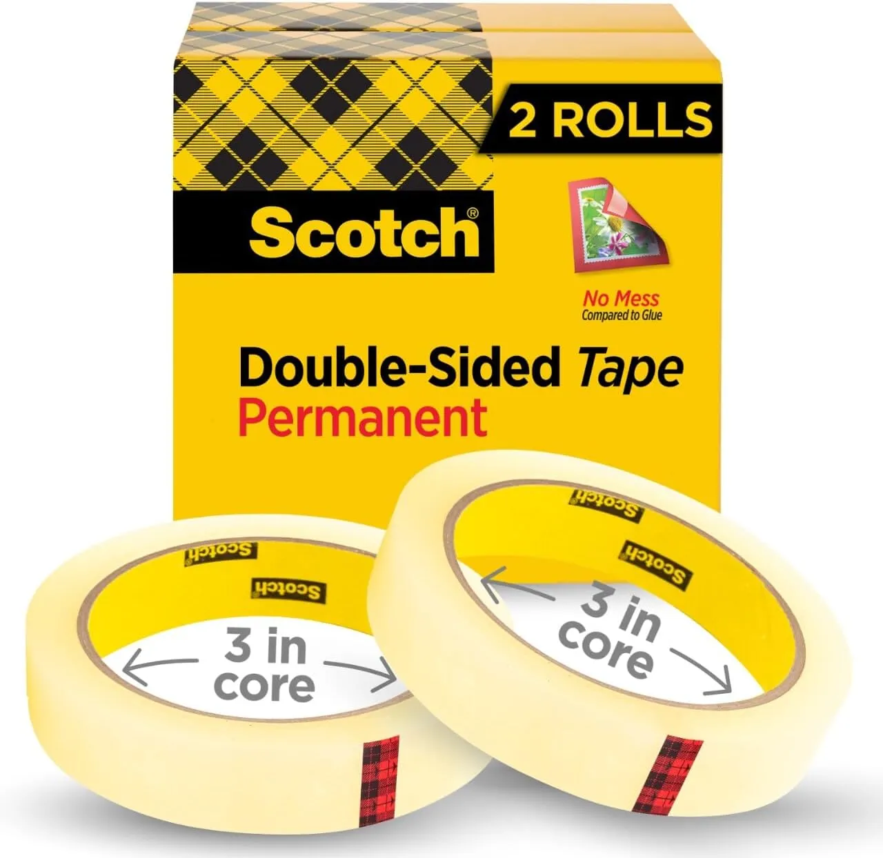 Scotch Double Sided Tape, 3/4 in x 1296 in, 2 Rolls (665-2P34-36)