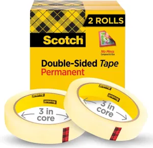 Scotch Double Sided Tape, 3/4 in x 1296 in, 2 Rolls (665-2P34-36)