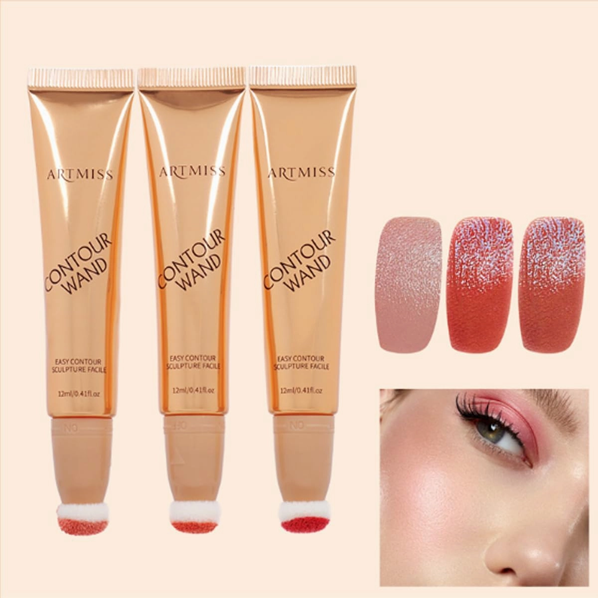 Sculpt Tape & Blush Duo - Blush And Bronzer, Women Contour Beauty Wand, Liquid Blush Wand for Women, Liquid Blush, Sculpt Blush Duo Contour Beauty (Blush#Mix, 1)