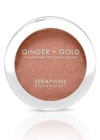 Seraphine Botanicals Ginger   Gold Illuminating Peach Frosting Blush - Vegan Cheek Color 0.11 oz