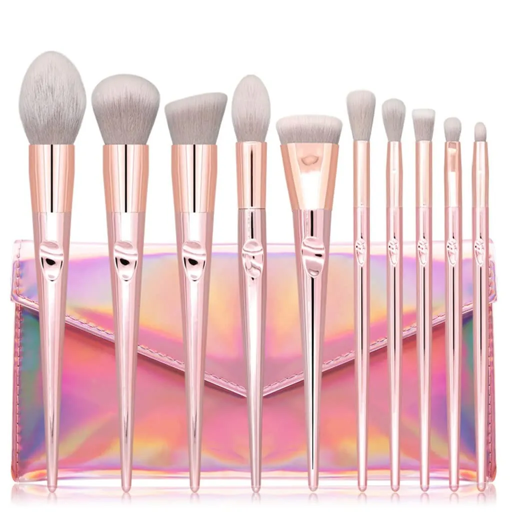 Set Of 10 Makeup BrushesPink Loose Powder Eye Shadow Brush SetBrush Beauty Tools(1,D)