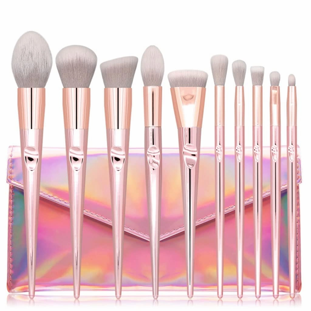 Set Of 10 Makeup BrushesPink Loose Powder Eye Shadow Brush SetBrush Beauty Tools