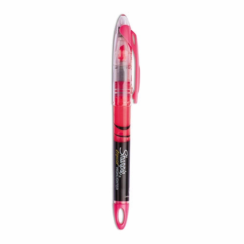 Sharpie® Liquid Pen Style Highlighters, Fluorescent Pink Ink, Chisel Tip, Pink/black/clear Barrel, Dozen