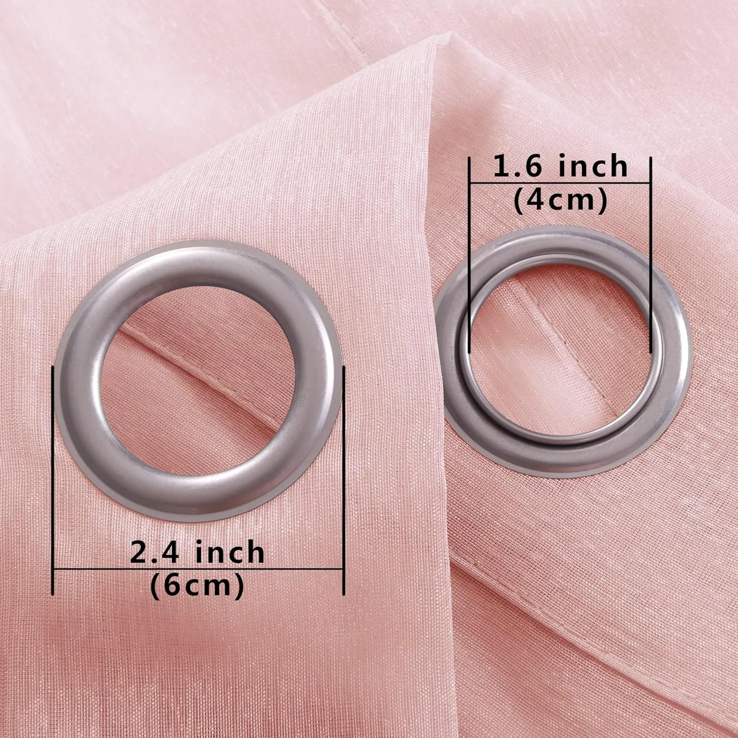 Sheer Pink Curtains 2 Panels 84 Inches Long Grommet Window Voile Drape Transparent Faux Linen Semi Sheer Curtain for Bedroom Girls Room Decor Living Room Wide 52 Length Nickel Soft Light Blush Pink