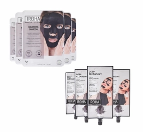 Sheet Face Mask with Activated Charcoal (5 masks)   Peel Off Masks (4 pieces) -Activated Charcoal Face Masks, Vegan Skincare, for Oily & Acne-Prone Skin, Purifies Skin - (Total Bundle 9 pieces)