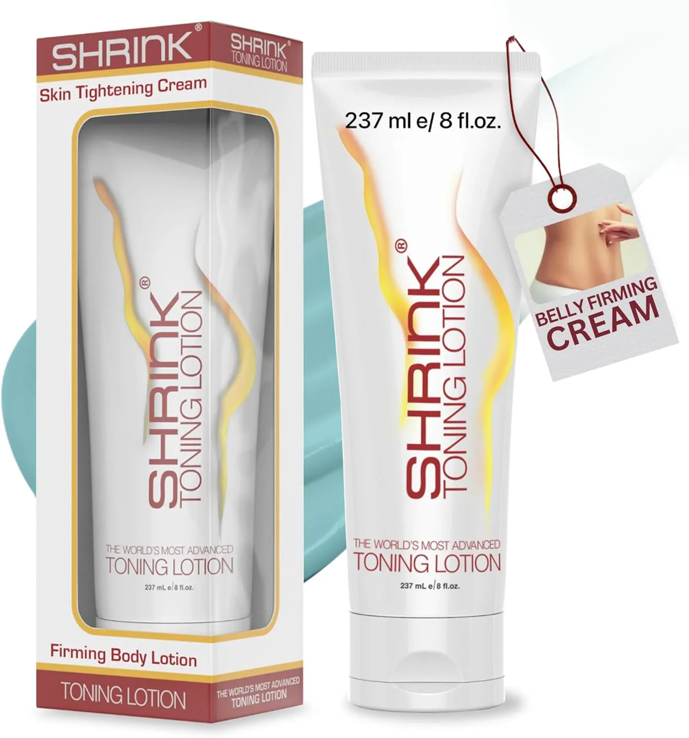 Shrink Toning Lotion - Heat Activated Cellulite Cream and Firming Body Lotion for Women and Men - Body Cream for Stomach, Tummy, and Body - with Caffeine, Vitamin E, Skin Tightening Body Cream (8oz)