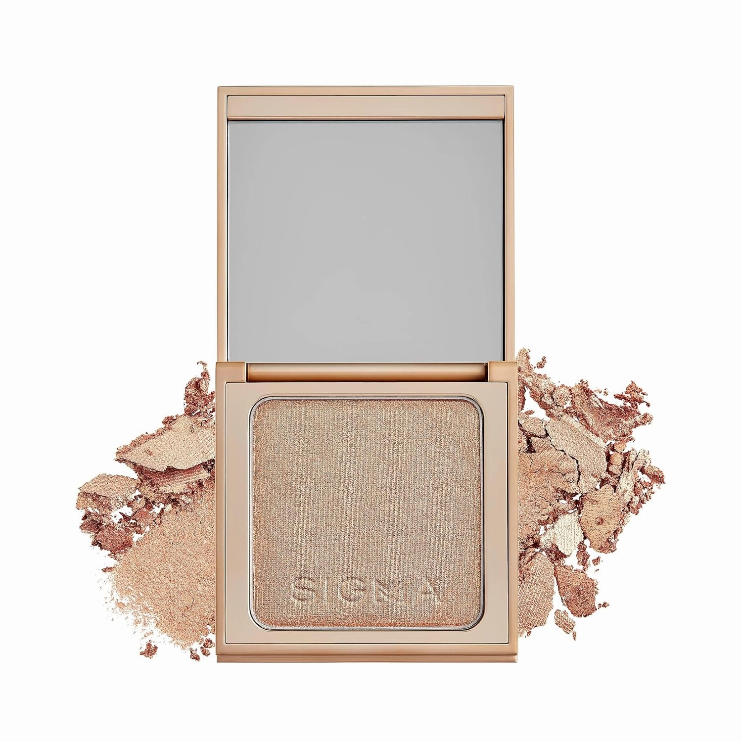 Sigma Beauty Highlighter Makeup – Illuminating Highlighting Powder for Face, Sheer Glimmer Face Highlighter for Cheeks, Cupid’s Bow, & Brow Bone (Golden Hour, Warm Amber Metallic)