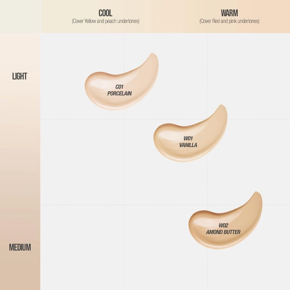 Signature Fit Cover Foundation - Blemish Cover, Full Coverage, Matte & Poreless Finish, Long-lasting & Lightweight, Korean Makeup, 1.02 Fl Oz (C01 Porcelain, 1.02 Fl Oz)