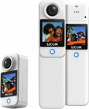 SJCAM C300 Pocket Camera 4K, 3800mAh Battery 6-Axis Stabilizer Action Camera, Dual-Touch Screen Body Camera, Waterproof, Suitable for Vlogging and Live Streaming, with Helmet Mount Kits, White