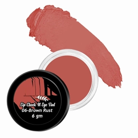 SK.IN SMOO.THIE Just Organic with Essential Oils for Lips, Cheeks, and Eye Lid Cheek Tint 3-in-1 Blush, Lip & Eye Tint Enriched with Vitamin E & Almond Oil (Brown Rust)