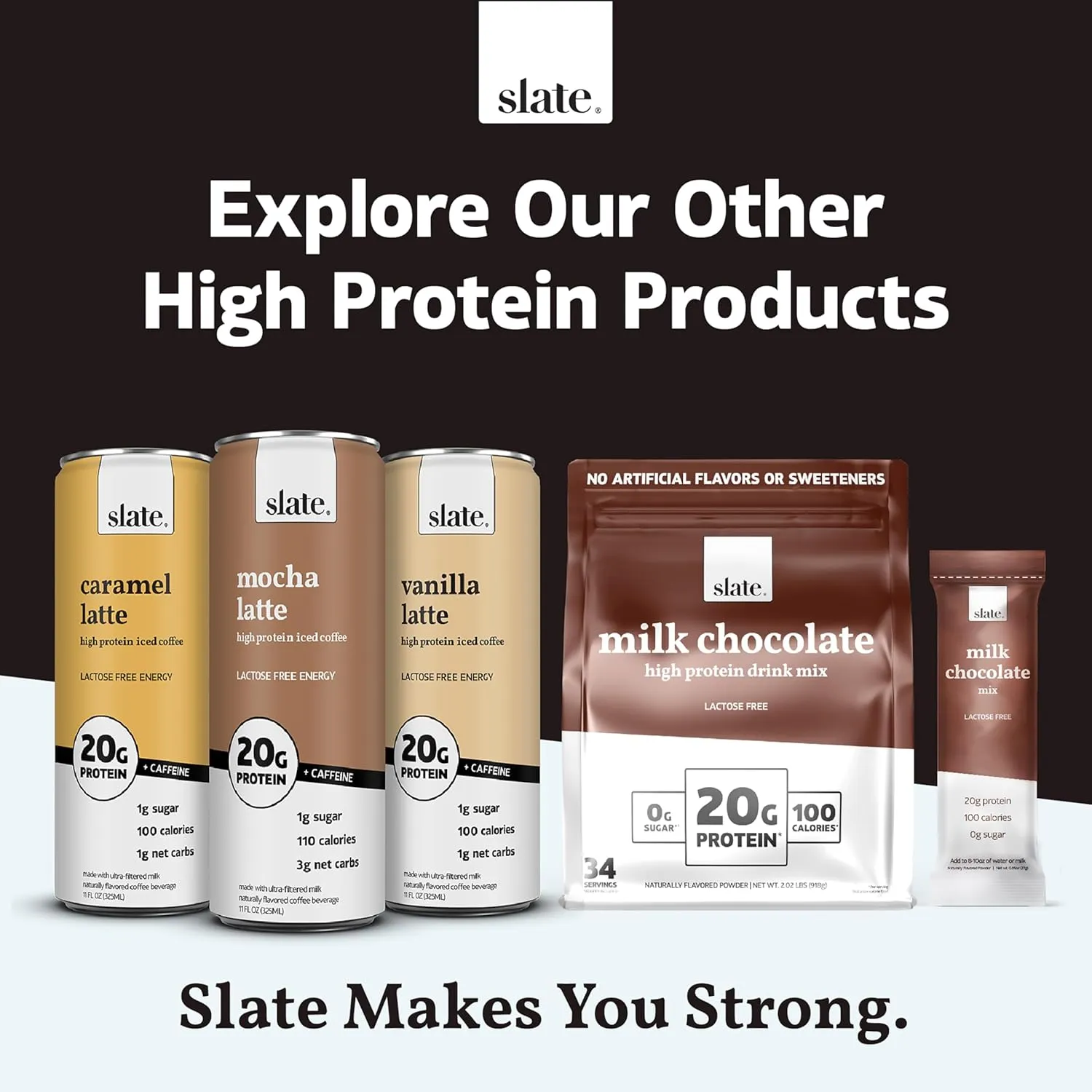 Slate Milk - High Protein Milk Shake - French Vanilla - Lactose Free, 20g Protein, 1g Sugar, 100 Calories, 1g Net Carbs, No Added Sugar - Natural, Breakfast Boost, Post Workout - 11 fl oz, 12 Cans