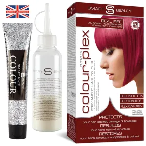 Smart Beauty Dark Red Hair Dye Permanent with Plex Anti-Breakage Technology, Real Red, 5.07 Fl Oz, PPD Free, Vegan, Cruelty Free, Suitable for light to mid-brown hair
