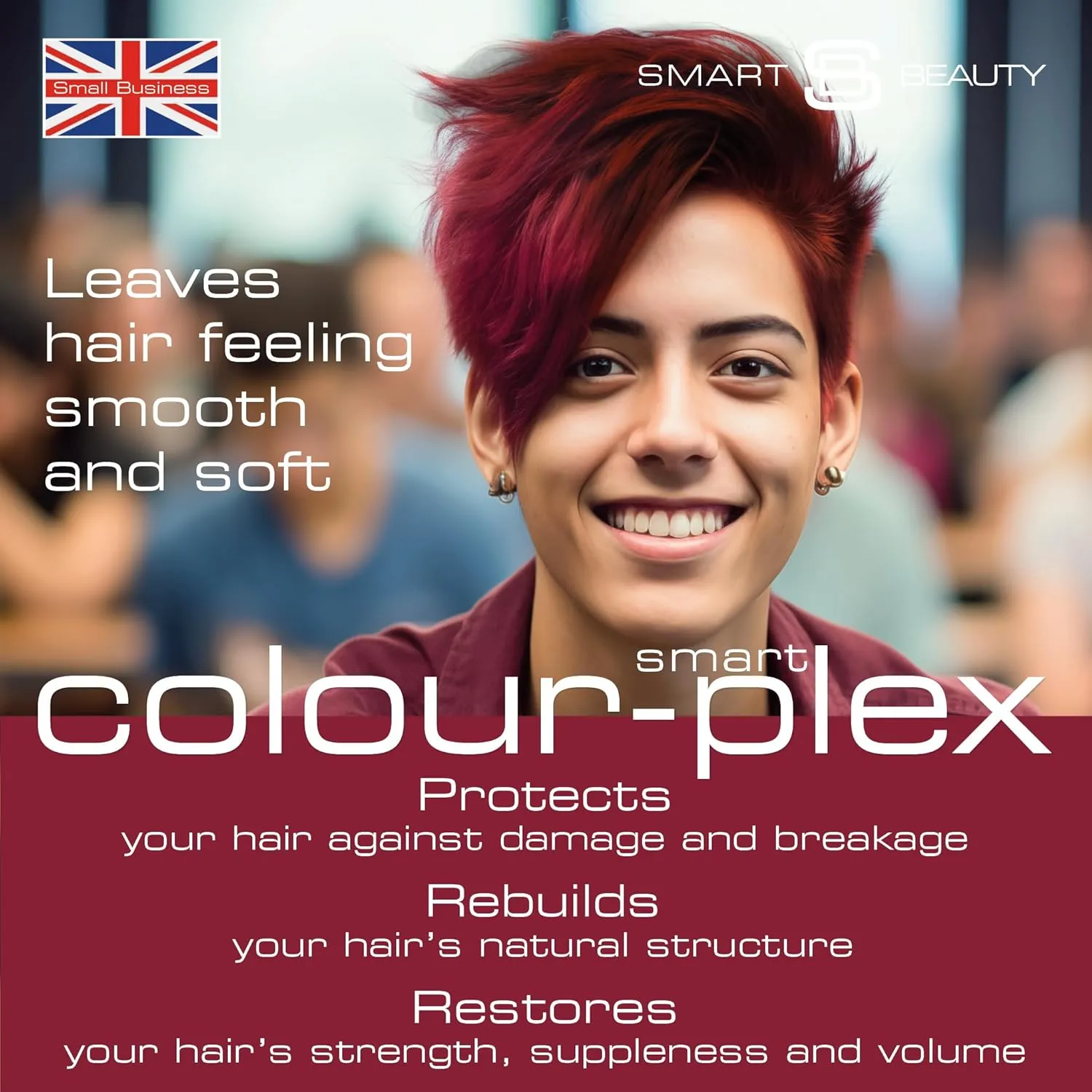Smart Beauty Dark Red Hair Dye Permanent with Plex Anti-Breakage Technology, Real Red, 5.07 Fl Oz, PPD Free, Vegan, Cruelty Free, Suitable for light to mid-brown hair