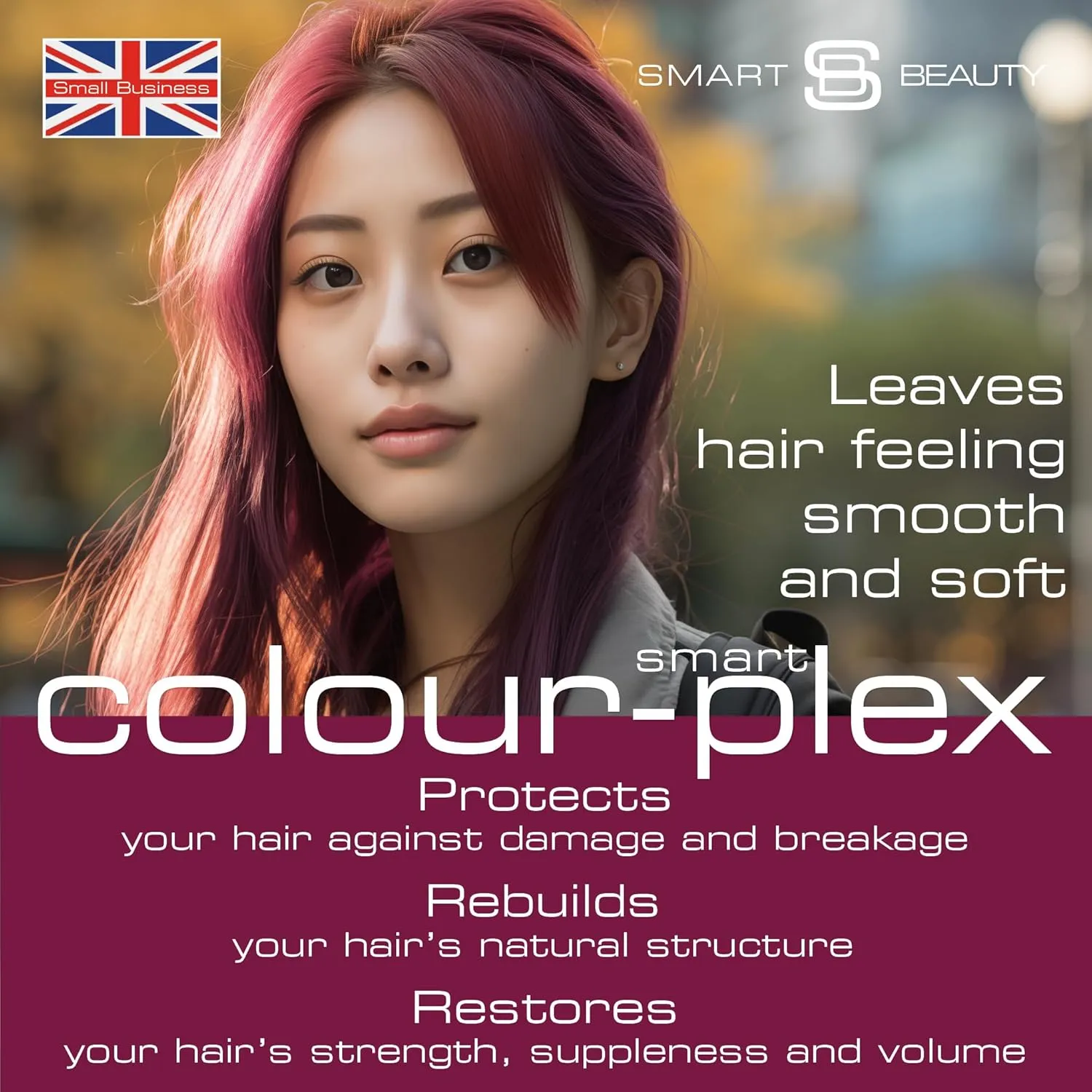 Smart Beauty Plum Hair Dye Permanent with Plex Anti-breakage Technology, Cream Form, Vegan, PPD Free, For Light to Mid-dark Brown Hair