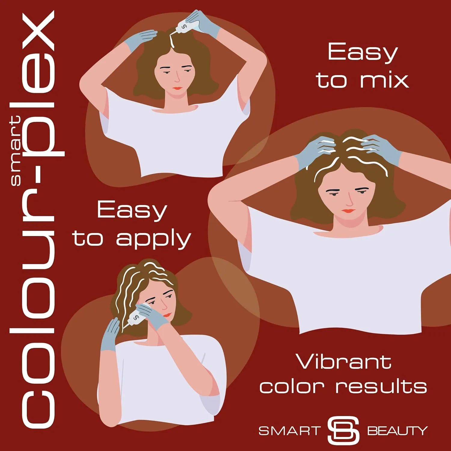 Smart Beauty Red Hair Dye with Plex Anti-Breakage Technology Protecting and Restoring Hair Structure, Plum Color, Vegan and Cruelty-Free