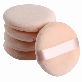 Soft Flocking Makeup Powder Puff – 5pcs Reusable Beauty Blender Foundation Applicator, Round Velvet Cosmetic Sponge for Face Setting, Blending & Finishing