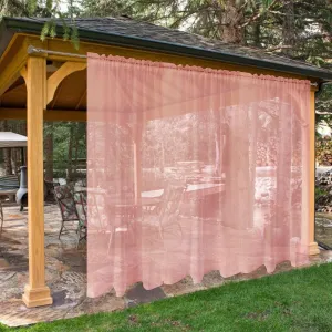 SpaceDresser Waterproof Outdoor Sheer Curtains for Patio - 2 Panels Rod Pocket Indoor Voile Sheer Curtain for Living Room,100W x 84L inch, Blush