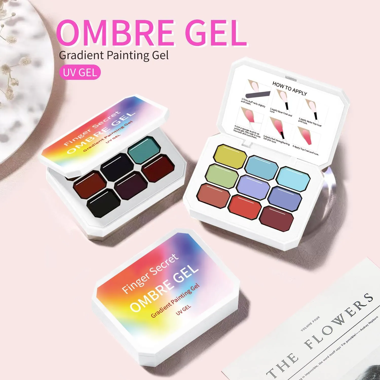 Sponge Pat Paint Nail Gel, 9 Colors Ombre Nails Gradient Gel Nail Blush Blooming Aura Nails Drawing Stripper Floral Painting Nail Art, No Wipe, UV/LED Curing (9 Colors D)