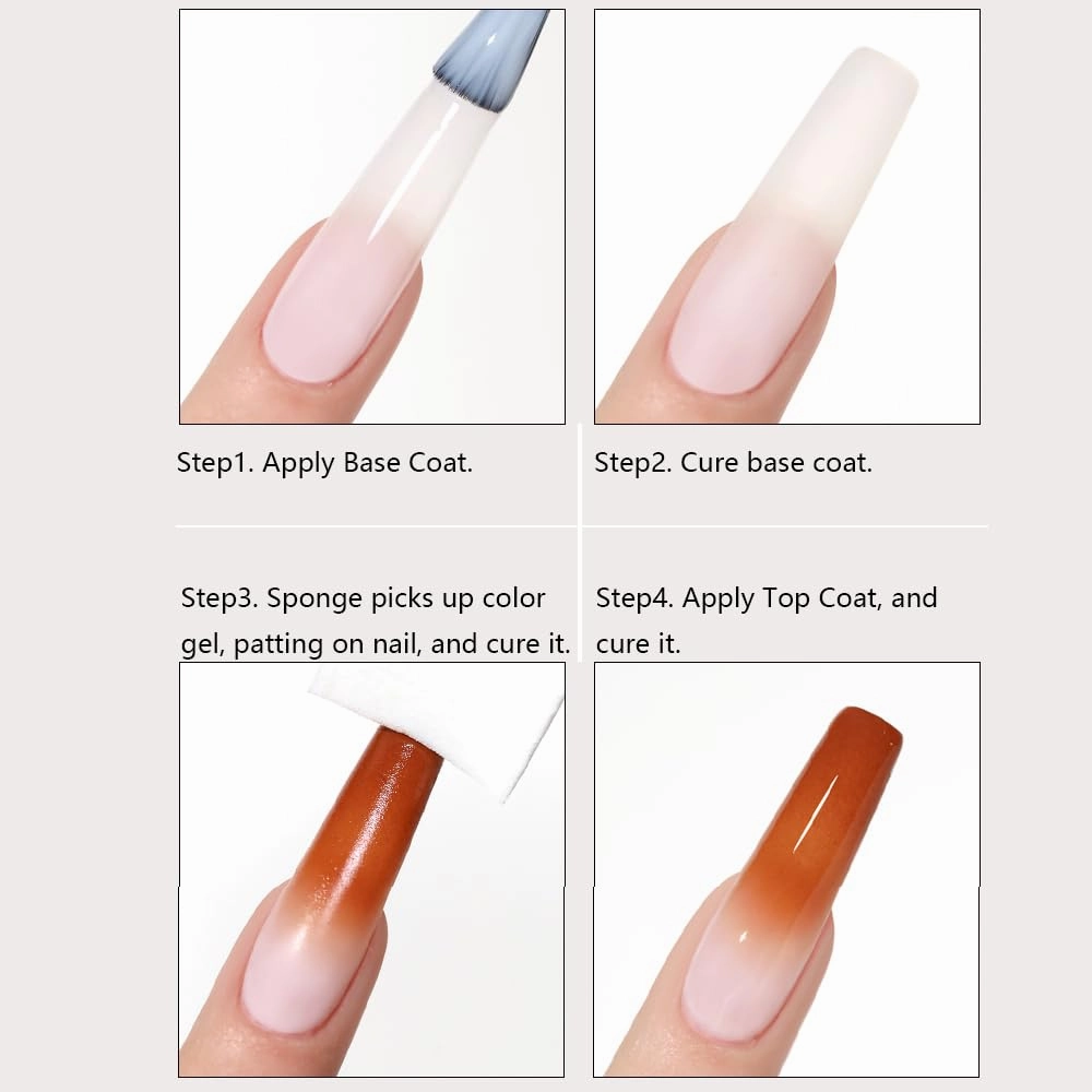 Sponge Pat Paint Nail Gel, 9 Colors Ombre Nails Gradient Gel Nail Blush Blooming Aura Nails Drawing Stripper Floral Painting Nail Art, No Wipe, UV/LED Curing (9 Colors E)