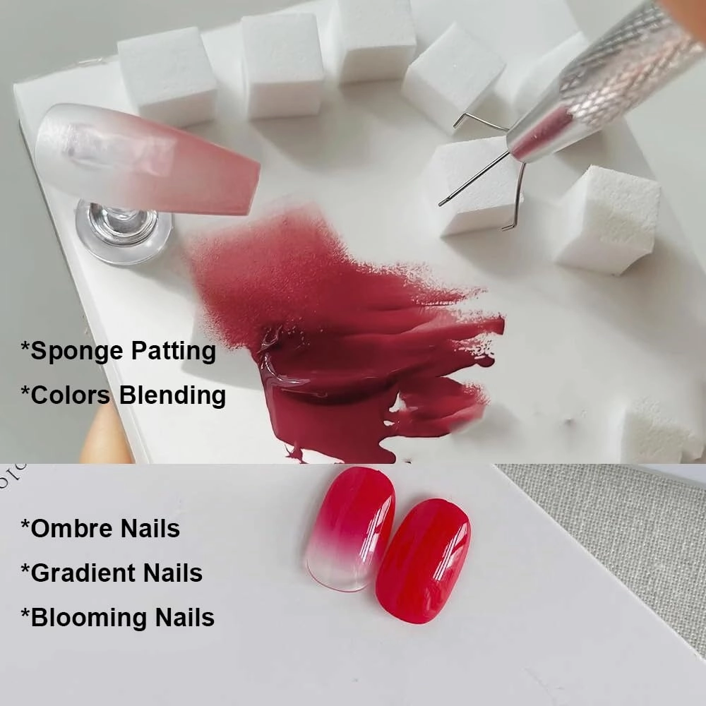 Sponge Pat Paint Nail Gel, 9 Colors Ombre Nails Gradient Gel Nail Blush Blooming Aura Nails Drawing Stripper Floral Painting Nail Art, No Wipe, UV/LED Curing (9 Colors E)