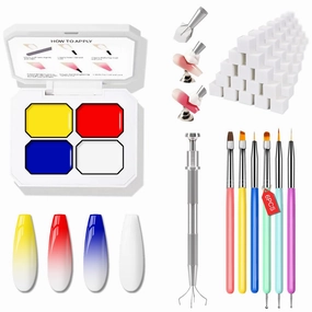 Sponge Pat Paint Nail Gel, Blending Colors Ombre Nails Gradient Gel Nail Blush Blooming Aura Nails Drawing Stripper Floral Painting Nail Art, No Wipe, UV/LED Curing (4 Colors Set A)