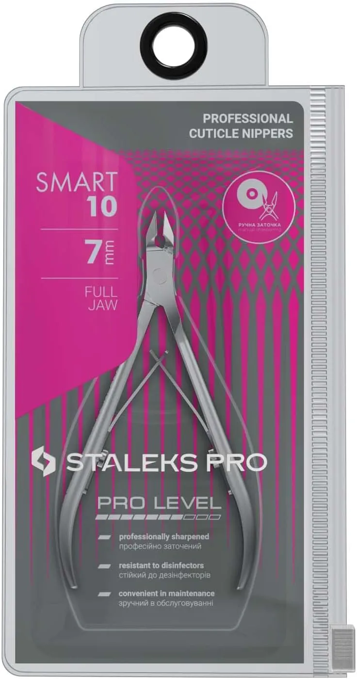 Staleks Pro Professional Cuticle Nippers SMART 10 – 7mm Blade Cuticle Trimmer Stainless Steel Ergonomic Grip Sharp & Durable Ideal for Manicure