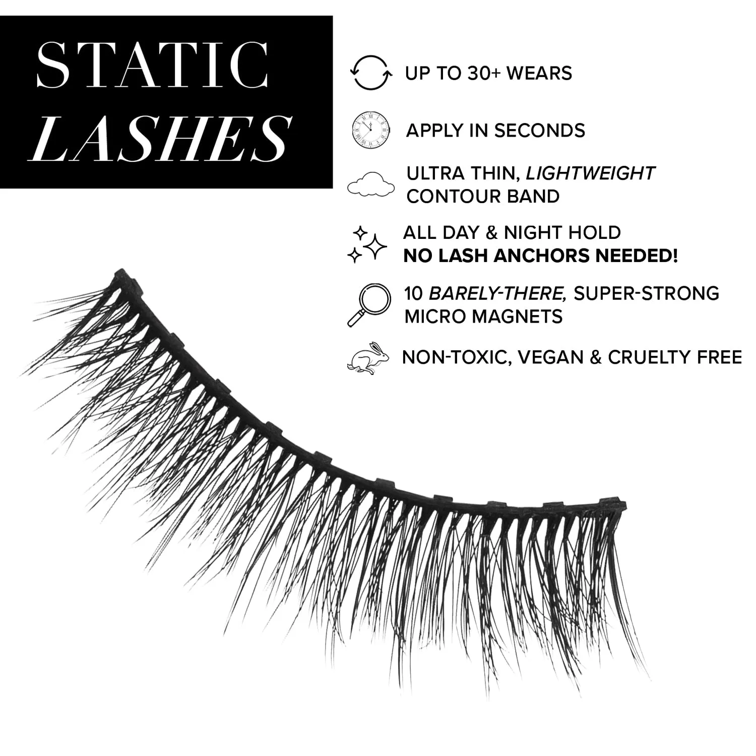 Static Nails Magnetic Eyelashes | Wink Wink (Black, Natural) | Comfortable Magnetic Lashes, Fake Eyelash Extension Kit, False Lashes | Reusable, No Glue Needed, 3D Natural Look Eyelashes