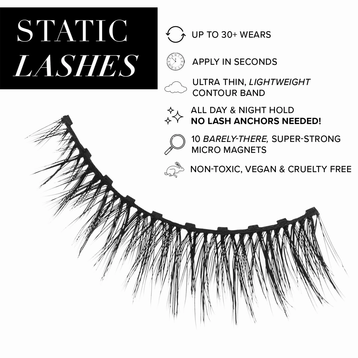 Static Nails Magnetic Eyelashes | Take What I Want (Black, Natural) | Comfortable Magnetic Lashes, Fake Eyelash Extension Kit, False Lashes | Reusable, No Glue Needed, 3D Natural Look Eyelashes